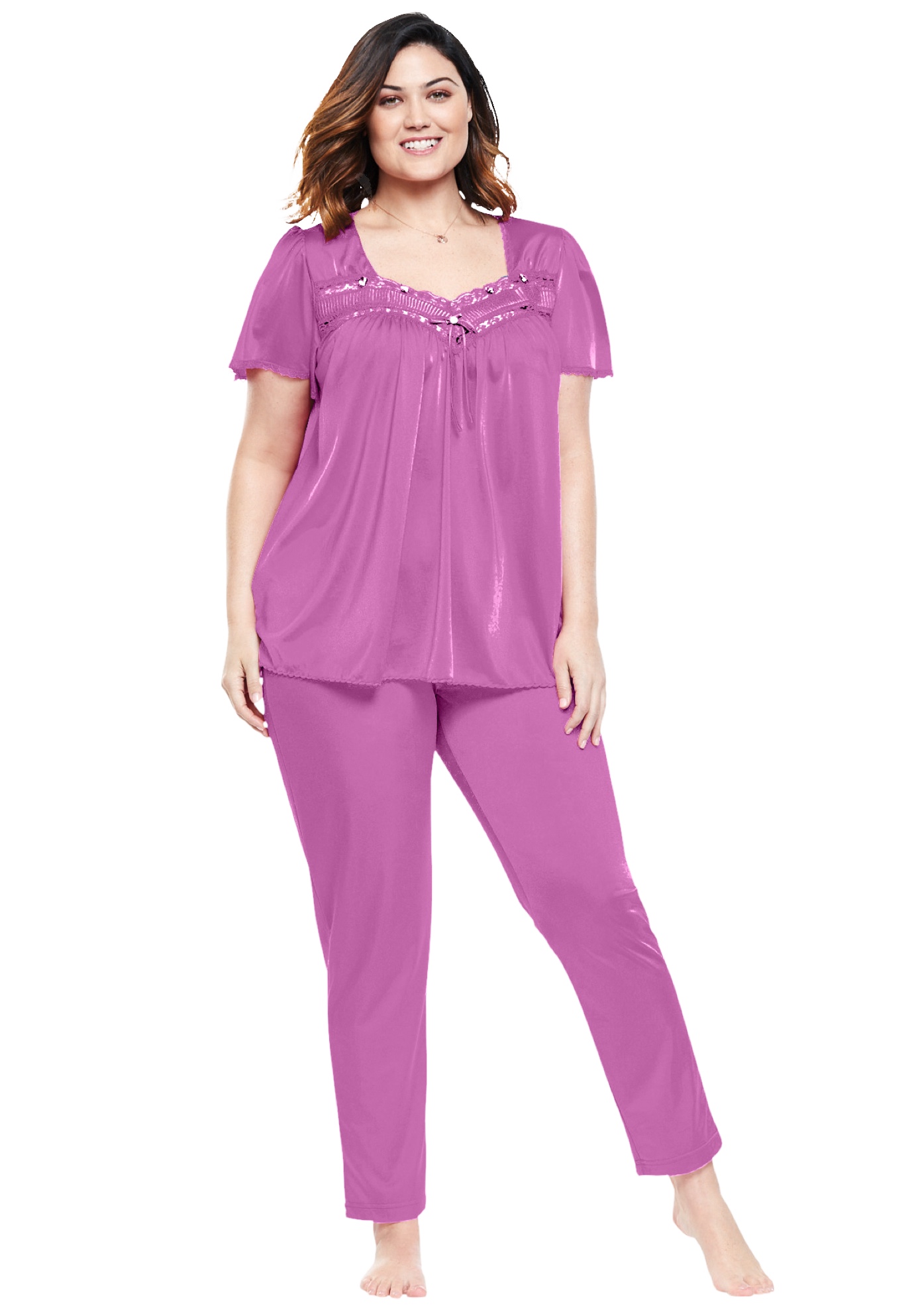 Only Necessities Only Necessities Women's Plus Size Silky 2Piece PJ