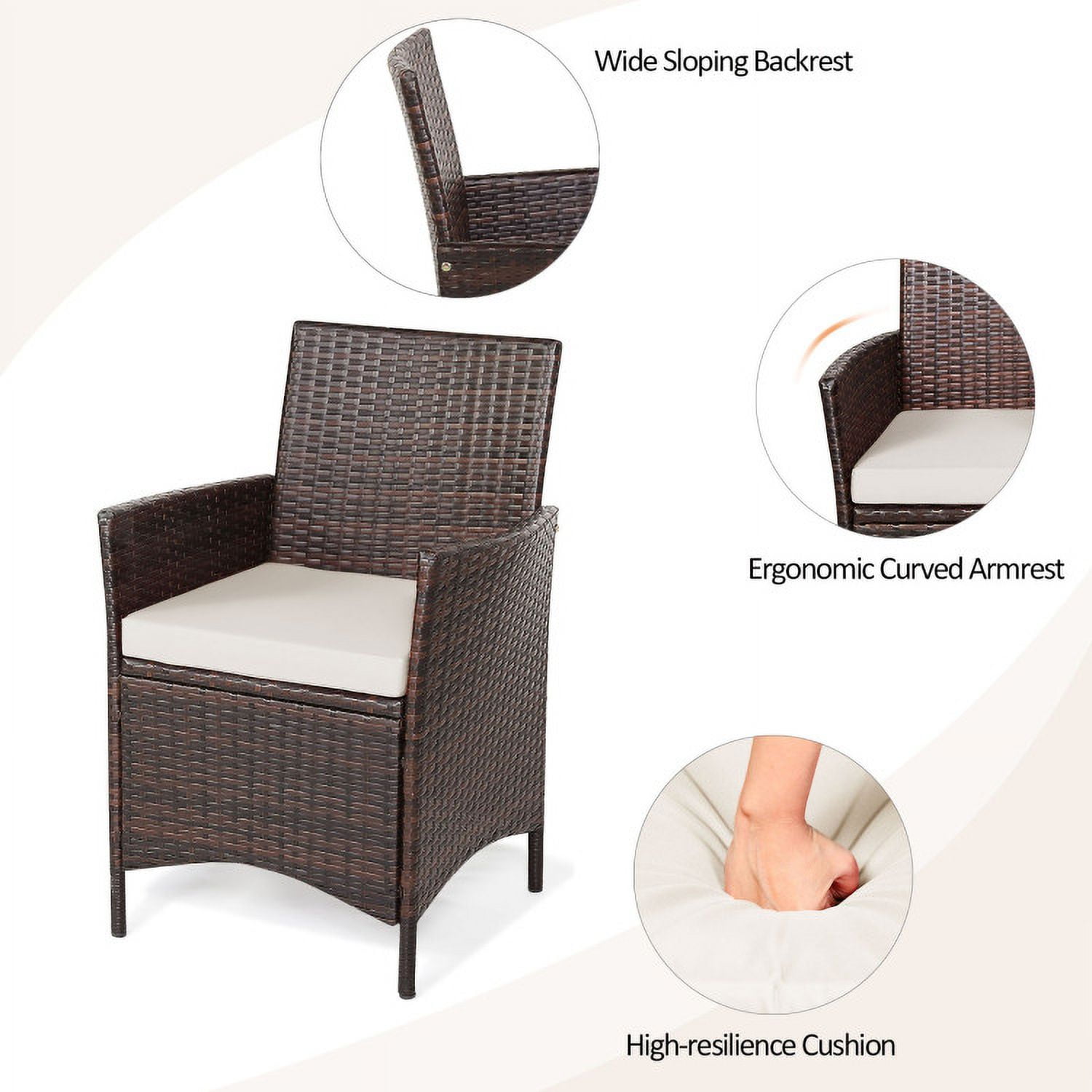 Aimee Lii 3 Pieces Wicker Patio Furniture Set, Conversation Sofa Bench Cushion, Modern Patio Furniture, White Aimee Lii 3 Pieces Wicker Patio Furniture Set, Conversation Sofa Bench Cushion, Modern Patio Furniture, White
