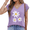 Purple, variant on Women Sleeveless V-Neck Top Abstract Yellow Triangle Graphic Modern Summer Tee