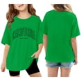 thumbnail image 3 of Girls T Shirts Letter Print Crew Neck Short Sleeve Tee for Casual Wear Girls Tops Green 3 Years-4 Years, 3 of 8