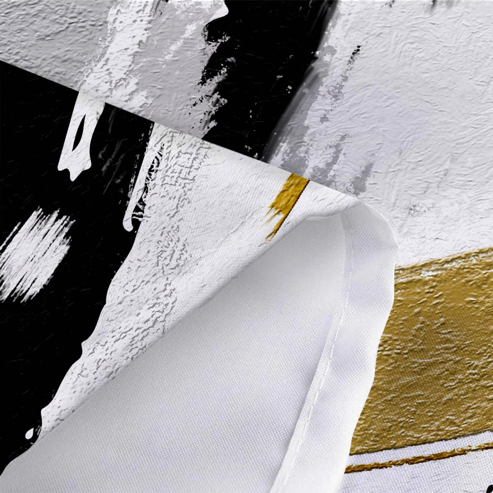 Black and Gold Abstract Shower Curtain, Chic Design White Grey Art Designer Fabric Shower Curtains Set for Bathroom Decorative, Modern Restroom Decor Accessories with Hooks 72X 72 Inch