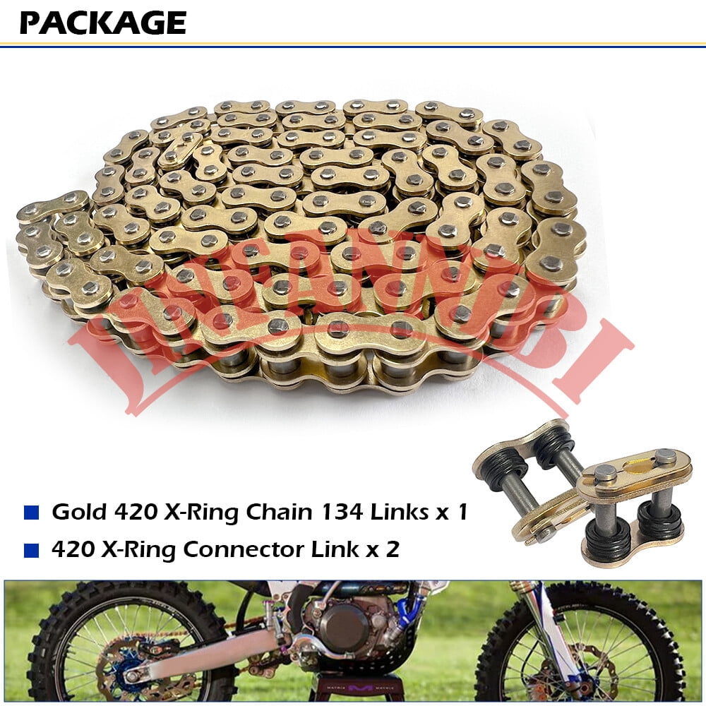 420 X-Ring Chain 134 Links with Connecting Master Link for Go-Kart ATV/UTV Golf Carts Snowmobiles Small Lawn Mowers Off-Road