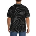 thumbnail image 3 of Fotbe Abstract Black And White Waves Camisa Estampada de Manga Corta para Hombre, Casual de Verano, Estilo Playero, Sin Arrugas-XX-Large, 3 of 5