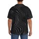 thumbnail image 3 of Balery Abstract Black And White Waves Camisa Casual de Manga Corta con Botones para Hombre, Texturizada, Estilo Cubano, para Playa, Verano-Large, 3 of 5