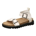 thumbnail image 6 of Rokment Womens Orthopedic Cork Footbed Walking Sandals Comfortable Leather Buckle Fisherman Dress Sandals Platform Flat Low Heels Beach Summer Footwear White Size 7, 6 of 7