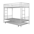 Bunk Bed Twin Over Twin with Trundle, Triple Bunk Beds with Full Length Rail and Two Side