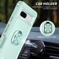 thumbnail image 6 of SaniMore for Google Pixel 7A Multi-Functional Case, 3-Layer Protection Magnetic Cover Support Car Mount & 360° Rotatable Metal Ring Kickstand Full Body Shockproof Protective Shell, Green, 6 of 7