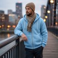 thumbnail image 6 of Resicozy Mens Zip Up Hoodies Long Sleeve Solid Color Hooded Sweatshirts Casual Fall Winter Track Jackets Sky Blue M, 6 of 7