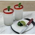 thumbnail image 4 of Dos Sueños  Hand Blown Mexican Drinking Glasses - Set of 6 Red Rim Drinking Glasses (14 oz each), 4 of 9