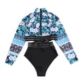 thumbnail image 2 of RYDCOT Long Sleeve Swimsuits for Women Back Zipper One Piece Swimsuit Athletic Rash Guard Floral Printed Surfing Swimsuit Bathing Suit Summer on Clearance, 2 of 6