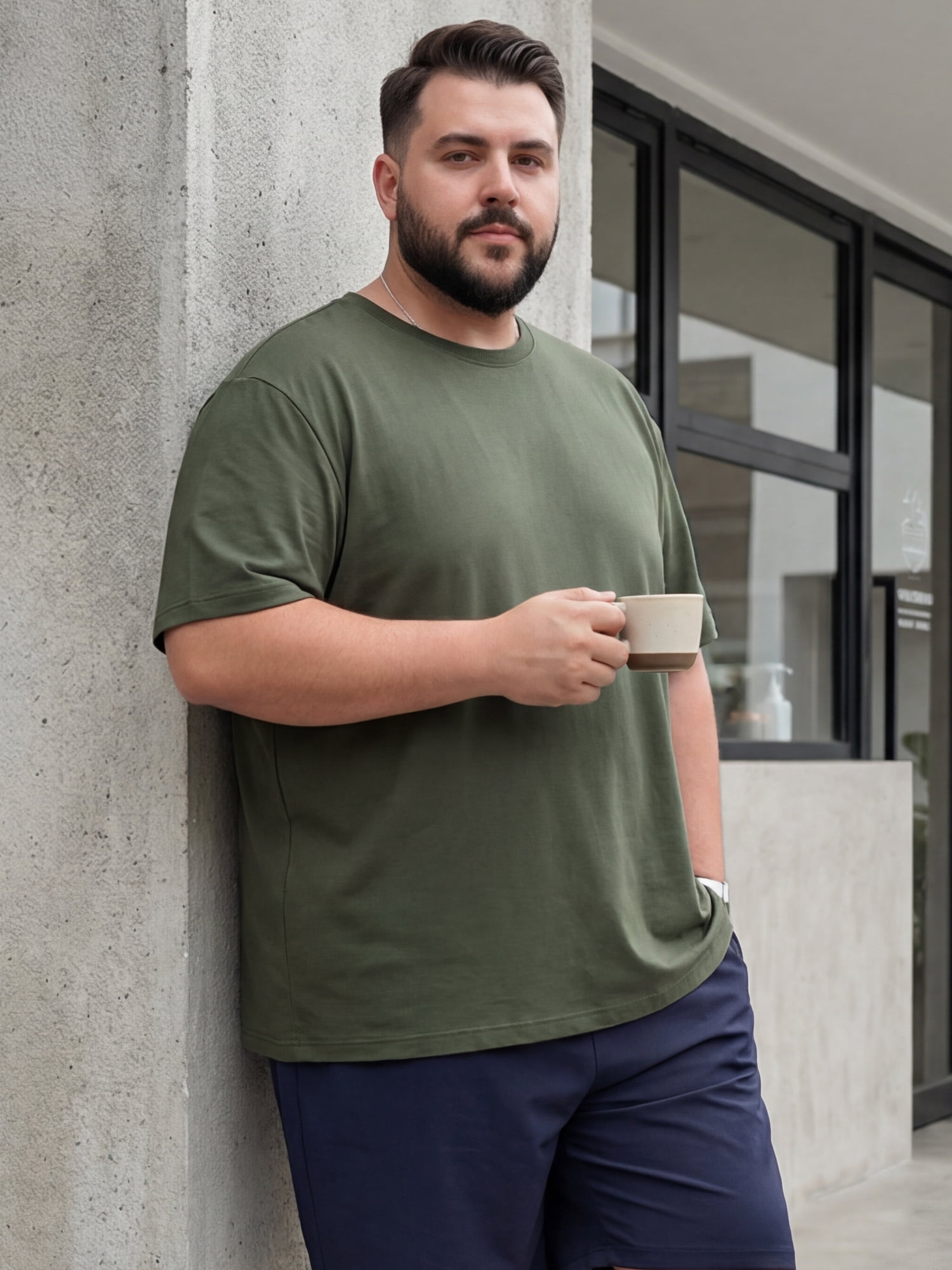DARING DIVA Men's 100% Cotton Short Sleeves T-Shirt 6XL Olive Green