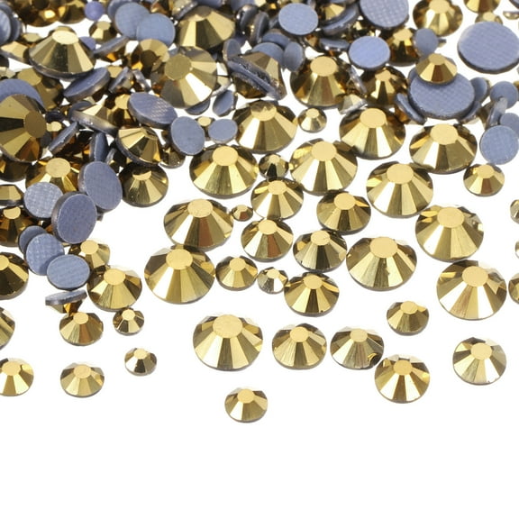 1450 Pcs Hotfix Rhinestones Crystal Glass Gems(SS6-SS30 Set,Light Gold)