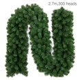 thumbnail image 3 of Guirnalda navideña artificial verde, corona de flores de Pascua, adorno colgante de ratán para árbol de Navidad, 2,7 m, 3 of 5