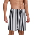 thumbnail image 2 of Honeii Black White Gray Mexican Blanket Serape Stripes Print Men's Pajama Sleepwear Shorts - a comfy pajama bottom and lounge short for Relaxed Home Wear-3X-Large, 2 of 6