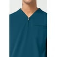 thumbnail image 2 of Cherokee Infinity Men's Partial Zip V-Neck Scrub Top with 3 Pockets Rib-Knit Side Panels Plus Size IN702A, 2XL, Caribbean Blue, 2 of 7