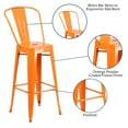 thumbnail image 2 of 30'' High Orange Metal Indoor-Outdoor Barstool with Back, 2 of 9