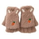 thumbnail image 1 of Guantes térmicos gruesos con solapa y medio dedo, bonitos guantes con orejas de conejo y estampado de rábano, 1 of 6