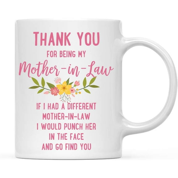 Koyal Wholesale Thank You for Being Mother-in-Law Ceramic Coffee Mug Floral Punch in Face