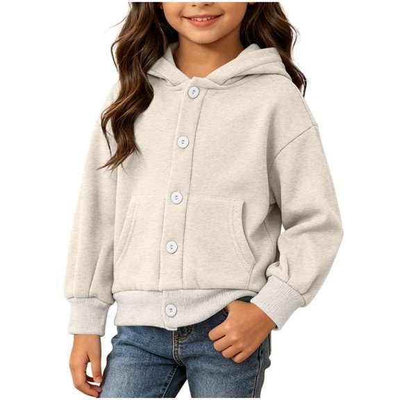 Khunlpohl Kids Hoodies Sweatshirts Button down Solid Color Casual Sweatshirt Long Sleeve Fashion Tops with Pockets
