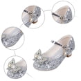 thumbnail image 5 of Quealent Girls Shoes Sparkle Mary Jane Low Heel Princess Flower Wedding Party Dress Shoes Silver for Size 3, 5 of 9