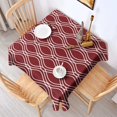 thumbnail image 2 of Burgundy and White Wavy Pattern Square Tablecloth,Waterproof Square Table Cover,Wipeable Spillproof Washable Table Cover for Home Kitchen Party Decor 60"x60"(152x152cm), 2 of 6