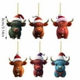 thumbnail image 5 of KCEHTA Cow Christmas Ornaments, Highland Cow Ornaments for Christmas Tree, 2D Acrylic Cartoon Highland Cow Pendant, Highland Cow Hanging Decorations for Christmas Home Party Decor, 5 of 7