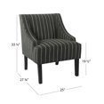 thumbnail image 4 of HomePop Chaise d'Appoint Traditionnelle en Bois et Tissu Motif Rayé Noir, 4 of 12