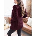 thumbnail image 2 of Women's Long Sleeve Cable Knit Sweater Button Front Cardigan Loose Coat, 2 of 13