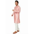 thumbnail image 2 of In-Sattva Men's Indian Embroidered Banded Collar and Placket Long Kurta Tunic; British Pink; SM, 2 of 5