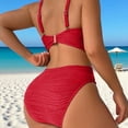 thumbnail image 7 of Ashirexll Women's Bikini Swimsuits Ruched Deep V High Waisted Two Piece Bikinis Solid Color Casual Beach Swimwear, 7 of 7