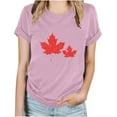 thumbnail image 1 of Blouses pour Femmes T-Shirt Basique d'Été à Manches Courtes Décontracté Imprimé Feuille d'Érable Col Rond, 1 of 1