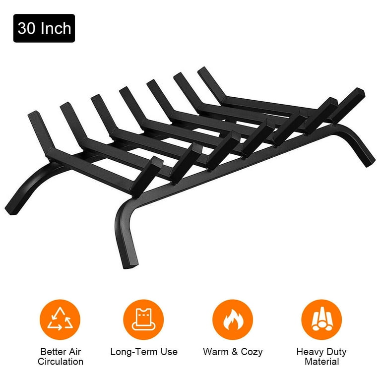 Gymax 30'' Iron Fireplace Log Grate 3/4'' Heavy Duty Steel Firewood Burning Rack Gymax 30'' Iron Fireplace Log Grate 3/4'' Heavy Duty Steel Firewood Burning Rack