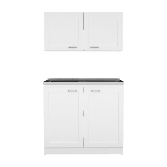 Garage Cabinet , White, 30.8" H Superior & 19.2" Low, 39.3" W X 20.4" D 12.6" D, Heavy-duty Particle Board White For Garage, 8" Constructed