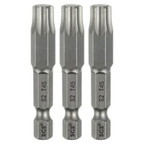 Uxcell 3pcs T45 Torx Head Screwdriver Bit 1/4" Hex Shank 2" (50mm) Long Magnetic No Hole Tip 6 Point Star Screw Driver
