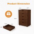 thumbnail image 4 of Jopath 5 Drawer Dresser for Bedroom,Modern Wood Storage Cabinet with Wheels,Tall Chest of Drawers for Living Room,Hallway,Entryway,Dark Brown, 4 of 8