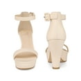 thumbnail image 6 of BLISSFUL STEP Platform Chunky Heel Sandals for Women Beige 8.5, 6 of 7