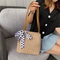 thumbnail image 5 of Buodes Beach Bags For Women Ladies Satchel Bow Pearl Woven Seaside Straw Weaving High Capacity Handbag, 5 of 7