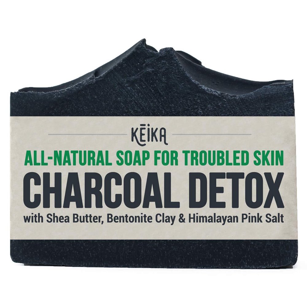 Charcoal Black Soap Bar with Shea Butter for Face, Acne, Blackheads