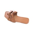 thumbnail image 4 of Zunfeo Slide Sandals for Women Leather Slip On Flat Sandals Summer Casual Beach Slipper Lazy Shoes Brown 6.5, 4 of 7