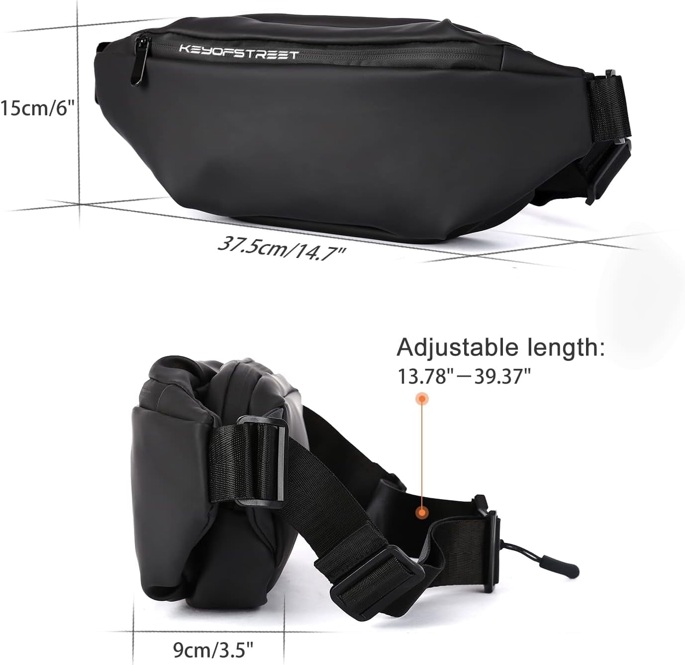 Crossbody Fanny Pack for Men, Large Waterproof Waist Bag Pack, Fashionable Chest Belt Bag for Men Travel Running Cycling Sports, Carrying All Phones
