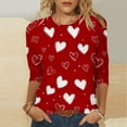 thumbnail image 5 of Gamivast Womens Valentines Shirt Plus Size 3/4 Sleeve Cute Heart Graphic Crew Neck Thsirts Holiday Loose Tunic Trendy Tops Cute Valentine 's Day Outfit, 5 of 6