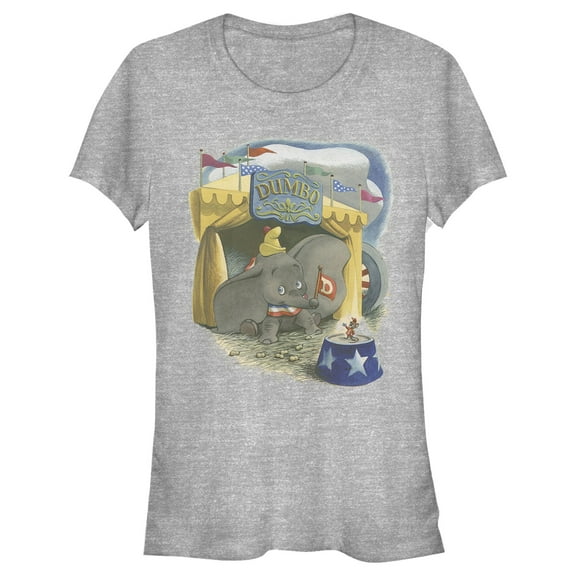 Junior's Dumbo Timothy Circus Tent Retro Portrait  Graphic Tee Athletic Heather Small