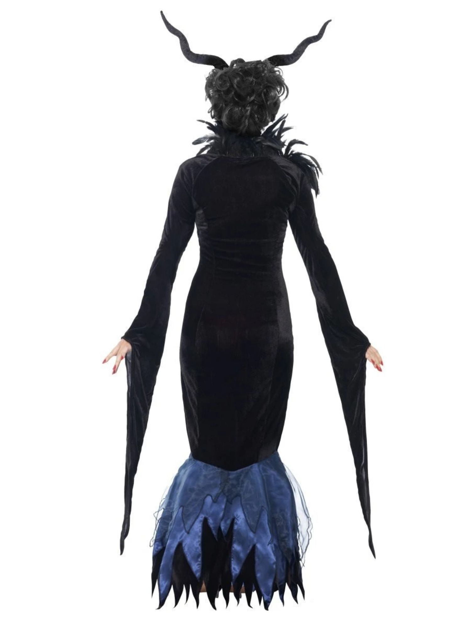 Raven Costume Maleficent She DevilWomens Ladies Halloween Fancy Dress Outfit 