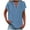 Sky Blue, variant on Staron Women Casual Polka Dot Print Short Sleeve Button Down V-Neck Blouse Tops, Black XXL