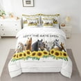 thumbnail image 2 of Manfei Country Horse Sunflower 7pcs Bedding Comforter Set,Rustic Farmhouse Cabin Queen Bedding Sets,Yellow White Brown Queen Sheet Sets For Microfiber Bedroom Decor, 2 of 8