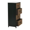 thumbnail image 5 of Household Essentials Dresser Tower Chest of Drawers Black Oak Wood Grain with 4 Brown Strorage Drawers, 5 of 7