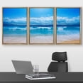 thumbnail image 2 of wall26 Framed Canvas Print Wall Art Set Vibrant Blue Beach Shore, Waves &amp; Clouds Nature Wilderness Photography Realism Rustic Relax/Calm for Living Room, Bedroom, Office - 16"x24"x3 Nat, 2 of 5