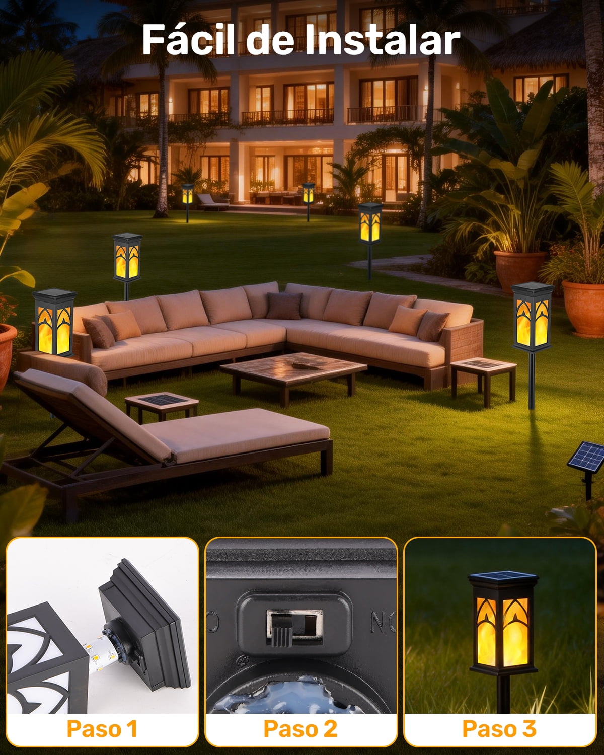 Solar Lights Outdoor, 6-Pack Solar Powered Garden Lights, IP65 Waterproof Solar Pathway Lights, Auto On/Off Outdoor Lights for Landscape, Path, Yard, Patio, Driveway, Walkway Decor
