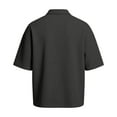thumbnail image 5 of Afuyipoi Men's Waffle Knit Polo Shirts, Short Sleeve Button Down Collar Casual Shirt Top Dark Gray Size M, 5 of 10