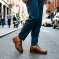 thumbnail image 2 of Q-235 Brown Vintage Strap Loafers For Women Buckle Round Toe Casual Comfortable Slip On Pu Shoes Office Party, 2 of 6
